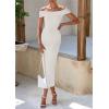 imagePRETTYGARDEN Summer Dresses for Women 2025 Formal Off The Shoulder Midi Bodycon Ribbed Knit Spring Wedding Guest DressWhite