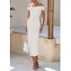 imagePRETTYGARDEN Summer Dresses for Women 2025 Formal Off The Shoulder Midi Bodycon Ribbed Knit Spring Wedding Guest DressWhite
