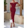 imagePRETTYGARDEN Summer Dresses for Women 2025 Formal Off The Shoulder Midi Bodycon Ribbed Knit Spring Wedding Guest DressWine Red