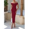 imagePRETTYGARDEN Summer Dresses for Women 2025 Formal Off The Shoulder Midi Bodycon Ribbed Knit Spring Wedding Guest DressWine Red