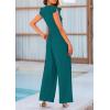 imagePRETTYGARDEN Summer Jumpsuits for Women Dressy 2025 Fashion Ruffle Cap Sleeve Romper Crew Neck Rib Knit One Piece OutfitsBlue Green