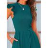 imagePRETTYGARDEN Summer Jumpsuits for Women Dressy 2025 Fashion Ruffle Cap Sleeve Romper Crew Neck Rib Knit One Piece OutfitsBlue Green