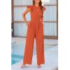 imagePRETTYGARDEN Summer Jumpsuits for Women Dressy 2025 Fashion Ruffle Cap Sleeve Romper Crew Neck Rib Knit One Piece OutfitsBrick Red