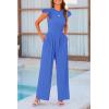 imagePRETTYGARDEN Summer Jumpsuits for Women Dressy 2025 Fashion Ruffle Cap Sleeve Romper Crew Neck Rib Knit One Piece OutfitsBrilliant Blue