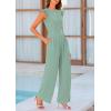imagePRETTYGARDEN Summer Jumpsuits for Women Dressy 2025 Fashion Ruffle Cap Sleeve Romper Crew Neck Rib Knit One Piece OutfitsFruit Green