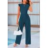 imagePRETTYGARDEN Summer Jumpsuits for Women Dressy 2025 Fashion Ruffle Cap Sleeve Romper Crew Neck Rib Knit One Piece OutfitsLake Blue