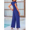 imagePRETTYGARDEN Summer Jumpsuits for Women Dressy 2025 Fashion Ruffle Cap Sleeve Romper Crew Neck Rib Knit One Piece OutfitsRoyal Blue