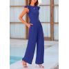 imagePRETTYGARDEN Summer Jumpsuits for Women Dressy 2025 Fashion Ruffle Cap Sleeve Romper Crew Neck Rib Knit One Piece OutfitsRoyal Blue