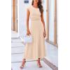 imagePRETTYGARDEN Two Piece Skirt Set for Women 2025 Summer Spring Dressy Casual Knit Travel Vacation Matching Lounge OutfitsBeige