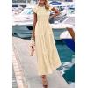imagePRETTYGARDEN Wedding Guest Dresses for Women 2025 Summer Floral Cap Sleeve Smocked A Line Long Elegant Party Boho DressBeige
