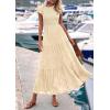 imagePRETTYGARDEN Wedding Guest Dresses for Women 2025 Summer Floral Cap Sleeve Smocked A Line Long Elegant Party Boho DressBeige