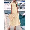 imagePRETTYGARDEN Wedding Guest Dresses for Women 2025 Summer Floral Cap Sleeve Smocked A Line Long Elegant Party Boho DressBeige