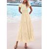 imagePRETTYGARDEN Wedding Guest Dresses for Women 2025 Summer Floral Cap Sleeve Smocked A Line Long Elegant Party Boho DressBeige