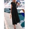 imagePRETTYGARDEN Wedding Guest Dresses for Women 2025 Summer Floral Cap Sleeve Smocked A Line Long Elegant Party Boho DressBlack