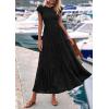 imagePRETTYGARDEN Wedding Guest Dresses for Women 2025 Summer Floral Cap Sleeve Smocked A Line Long Elegant Party Boho DressBlack