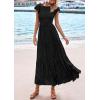 imagePRETTYGARDEN Wedding Guest Dresses for Women 2025 Summer Floral Cap Sleeve Smocked A Line Long Elegant Party Boho DressBlack