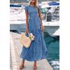 imagePRETTYGARDEN Wedding Guest Dresses for Women 2025 Summer Floral Cap Sleeve Smocked A Line Long Elegant Party Boho DressBlue