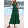 imagePRETTYGARDEN Wedding Guest Dresses for Women 2025 Summer Floral Cap Sleeve Smocked A Line Long Elegant Party Boho DressDark Green