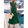 imagePRETTYGARDEN Wedding Guest Dresses for Women 2025 Summer Floral Cap Sleeve Smocked A Line Long Elegant Party Boho DressDark Green