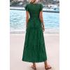 imagePRETTYGARDEN Wedding Guest Dresses for Women 2025 Summer Floral Cap Sleeve Smocked A Line Long Elegant Party Boho DressDark Green