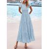 imagePRETTYGARDEN Wedding Guest Dresses for Women 2025 Summer Floral Cap Sleeve Smocked A Line Long Elegant Party Boho DressLight Blue