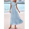 imagePRETTYGARDEN Wedding Guest Dresses for Women 2025 Summer Floral Cap Sleeve Smocked A Line Long Elegant Party Boho DressLight Blue