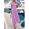 imagePRETTYGARDEN Wedding Guest Dresses for Women 2025 Summer Floral Cap Sleeve Smocked A Line Long Elegant Party Boho DressLight Purple