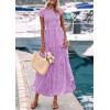 imagePRETTYGARDEN Wedding Guest Dresses for Women 2025 Summer Floral Cap Sleeve Smocked A Line Long Elegant Party Boho DressLight Purple