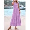 imagePRETTYGARDEN Wedding Guest Dresses for Women 2025 Summer Floral Cap Sleeve Smocked A Line Long Elegant Party Boho DressLight Purple