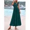 imagePRETTYGARDEN Wedding Guest Dresses for Women 2025 Summer Floral Cap Sleeve Smocked A Line Long Elegant Party Boho DressMalachite Green