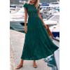 imagePRETTYGARDEN Wedding Guest Dresses for Women 2025 Summer Floral Cap Sleeve Smocked A Line Long Elegant Party Boho DressMalachite Green