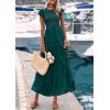 imagePRETTYGARDEN Wedding Guest Dresses for Women 2025 Summer Floral Cap Sleeve Smocked A Line Long Elegant Party Boho DressMalachite Green