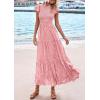 imagePRETTYGARDEN Wedding Guest Dresses for Women 2025 Summer Floral Cap Sleeve Smocked A Line Long Elegant Party Boho DressPink