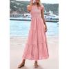 imagePRETTYGARDEN Wedding Guest Dresses for Women 2025 Summer Floral Cap Sleeve Smocked A Line Long Elegant Party Boho DressPink