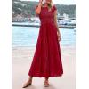 imagePRETTYGARDEN Wedding Guest Dresses for Women 2025 Summer Floral Cap Sleeve Smocked A Line Long Elegant Party Boho DressRed