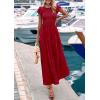 imagePRETTYGARDEN Wedding Guest Dresses for Women 2025 Summer Floral Cap Sleeve Smocked A Line Long Elegant Party Boho DressRed