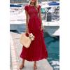 imagePRETTYGARDEN Wedding Guest Dresses for Women 2025 Summer Floral Cap Sleeve Smocked A Line Long Elegant Party Boho DressRed