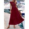 imagePRETTYGARDEN Wedding Guest Dresses for Women 2025 Summer Floral Cap Sleeve Smocked A Line Long Elegant Party Boho DressWine Red