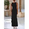 imagePRETTYGARDEN Wedding Guest Dresses for Women 2025 Summer Formal Gala Maxi Dress Ruffle Mermaid Cocktail Long DressesBlack