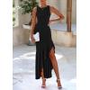 imagePRETTYGARDEN Wedding Guest Dresses for Women 2025 Summer Formal Gala Maxi Dress Ruffle Mermaid Cocktail Long DressesBlack