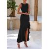 imagePRETTYGARDEN Wedding Guest Dresses for Women 2025 Summer Formal Gala Maxi Dress Ruffle Mermaid Cocktail Long DressesBlack
