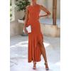 imagePRETTYGARDEN Wedding Guest Dresses for Women 2025 Summer Formal Gala Maxi Dress Ruffle Mermaid Cocktail Long DressesBrick Red