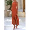 imagePRETTYGARDEN Wedding Guest Dresses for Women 2025 Summer Formal Gala Maxi Dress Ruffle Mermaid Cocktail Long DressesBrick Red