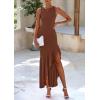 imagePRETTYGARDEN Wedding Guest Dresses for Women 2025 Summer Formal Gala Maxi Dress Ruffle Mermaid Cocktail Long DressesCoffee