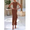 imagePRETTYGARDEN Wedding Guest Dresses for Women 2025 Summer Formal Gala Maxi Dress Ruffle Mermaid Cocktail Long DressesCoffee