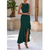 imagePRETTYGARDEN Wedding Guest Dresses for Women 2025 Summer Formal Gala Maxi Dress Ruffle Mermaid Cocktail Long DressesDark Green
