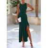 imagePRETTYGARDEN Wedding Guest Dresses for Women 2025 Summer Formal Gala Maxi Dress Ruffle Mermaid Cocktail Long DressesDark Green