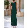 imagePRETTYGARDEN Wedding Guest Dresses for Women 2025 Summer Formal Gala Maxi Dress Ruffle Mermaid Cocktail Long DressesDark Green