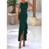 imagePRETTYGARDEN Wedding Guest Dresses for Women 2025 Summer Formal Gala Maxi Dress Ruffle Mermaid Cocktail Long DressesDark Green