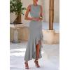 imagePRETTYGARDEN Wedding Guest Dresses for Women 2025 Summer Formal Gala Maxi Dress Ruffle Mermaid Cocktail Long DressesGrey